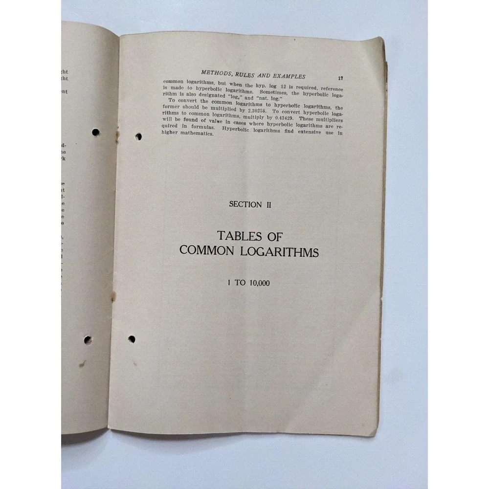 Machinery's Reference Series NO. 53 Use of Logarithms & Logarithmic Tables c1912